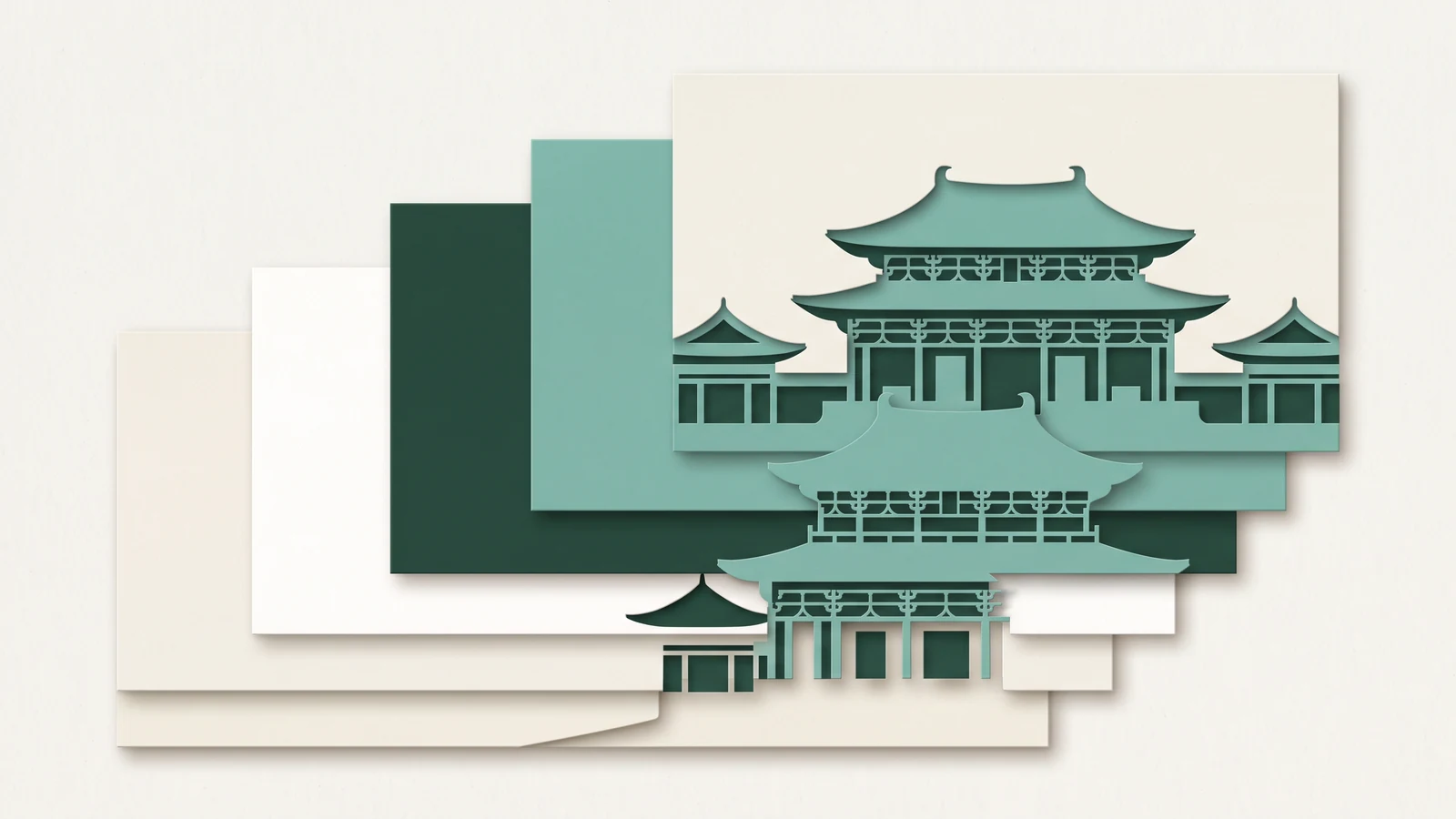 A premium ranking-success visual: an original Tang palace silhouette rising through a sequence of restrained ascending editorial cards, no store logo, title, or numbers.